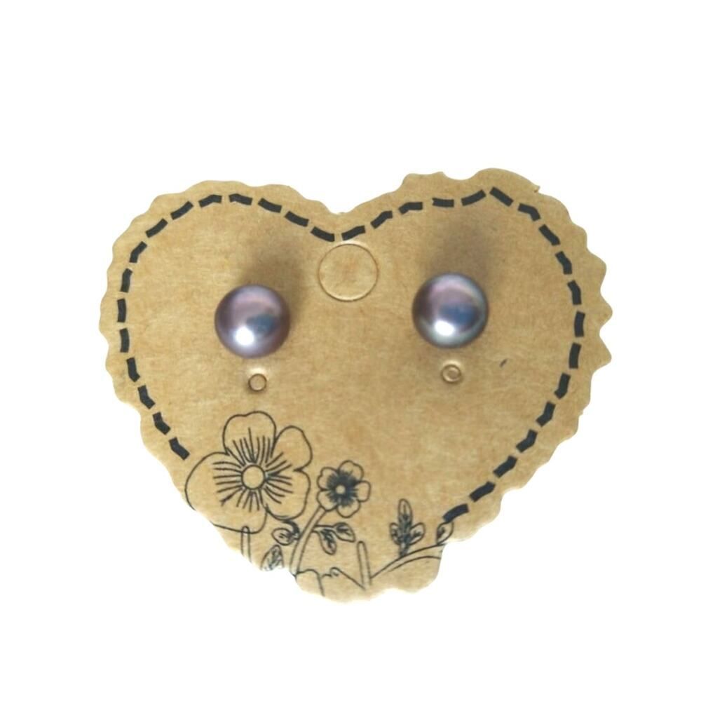 5mm Freshwater Gray Pearls Stud Earrings Sterling Silver 925 Signed H Post